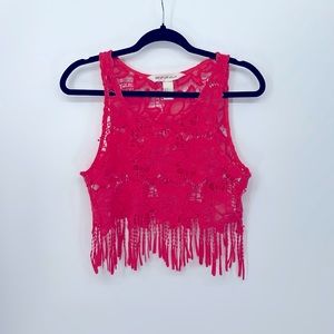 H&M Coachella Cropped Lace Fringe Tank